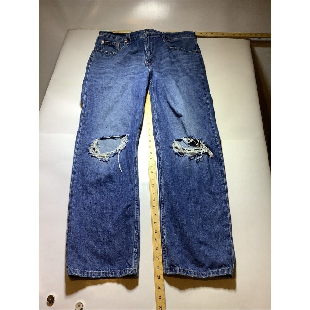 Levi’s Low Pro Distressed Straight Leg Jeans 31 Dark Wash Cotton PC9 A0964‑0006